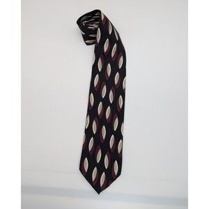 Masetti Moda-Maschile Silk Tie Burgundy Cream Black Abstract Geometric Handmade